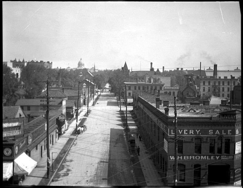 Main Street off of Seven Corners-State Capitol in the distance