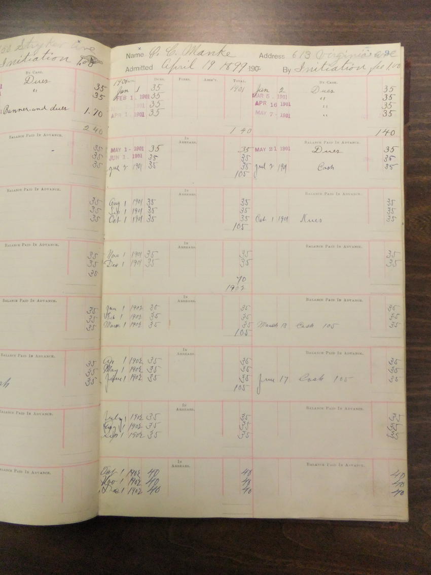 Otto Manke's union dues record