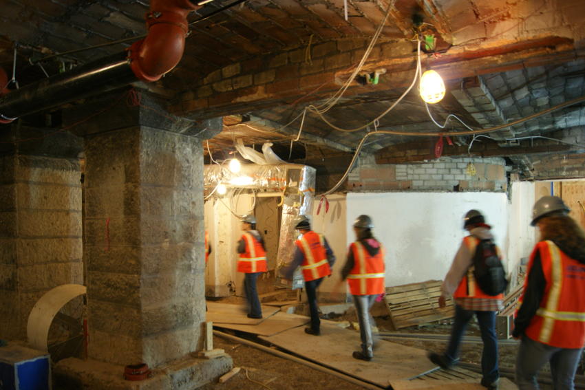 Touring basement construction area
