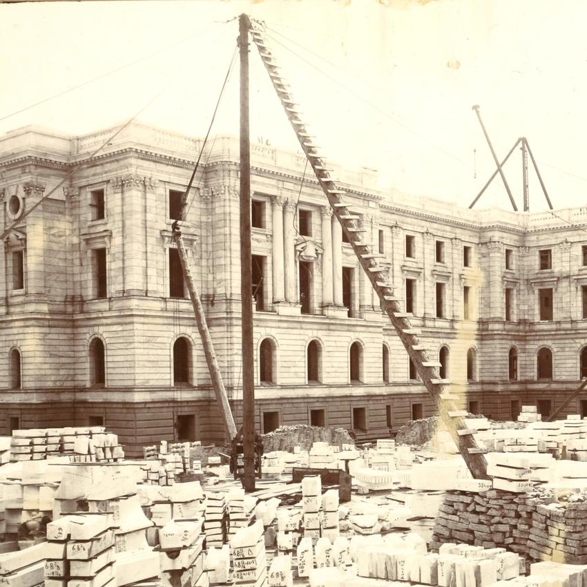 Minnesota State Capitol, NW View, Ladders and Hoists, July 1, 1900