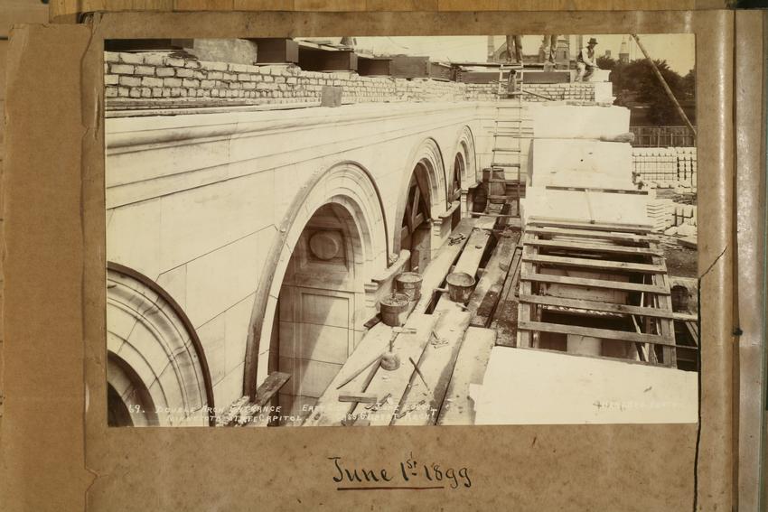 Stone workers hand tools-stone arches, east side of the Capitol building