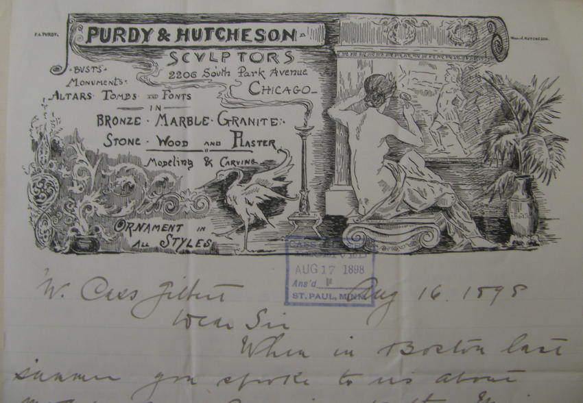 Purdy & Hutcheson, Sculptors letterhead