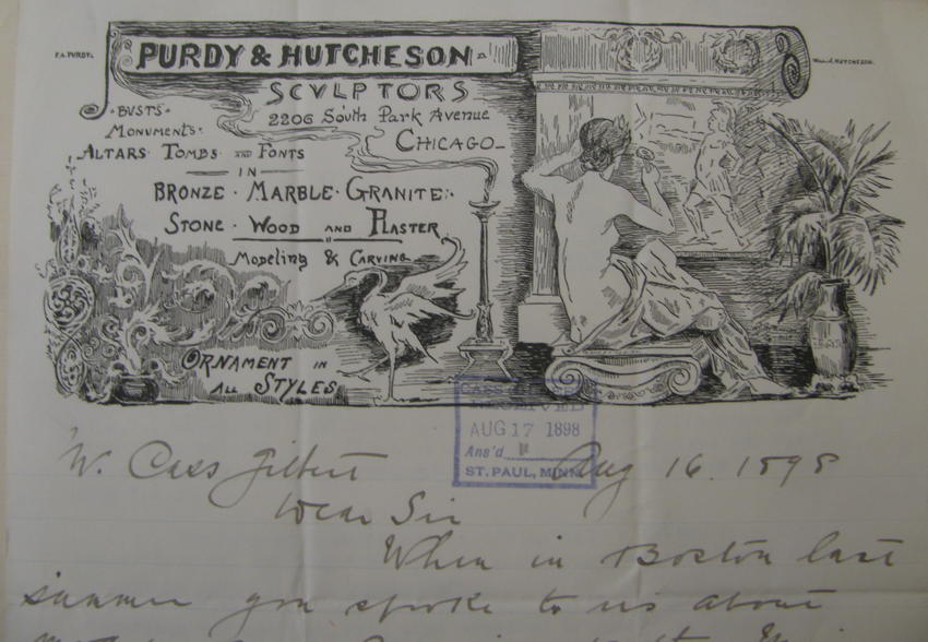 Purdy & Hutcheson, Sculptors letterhead