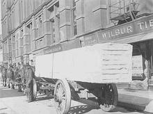 Teamsters hauling State Capitol marble blocks, October 1, 1899